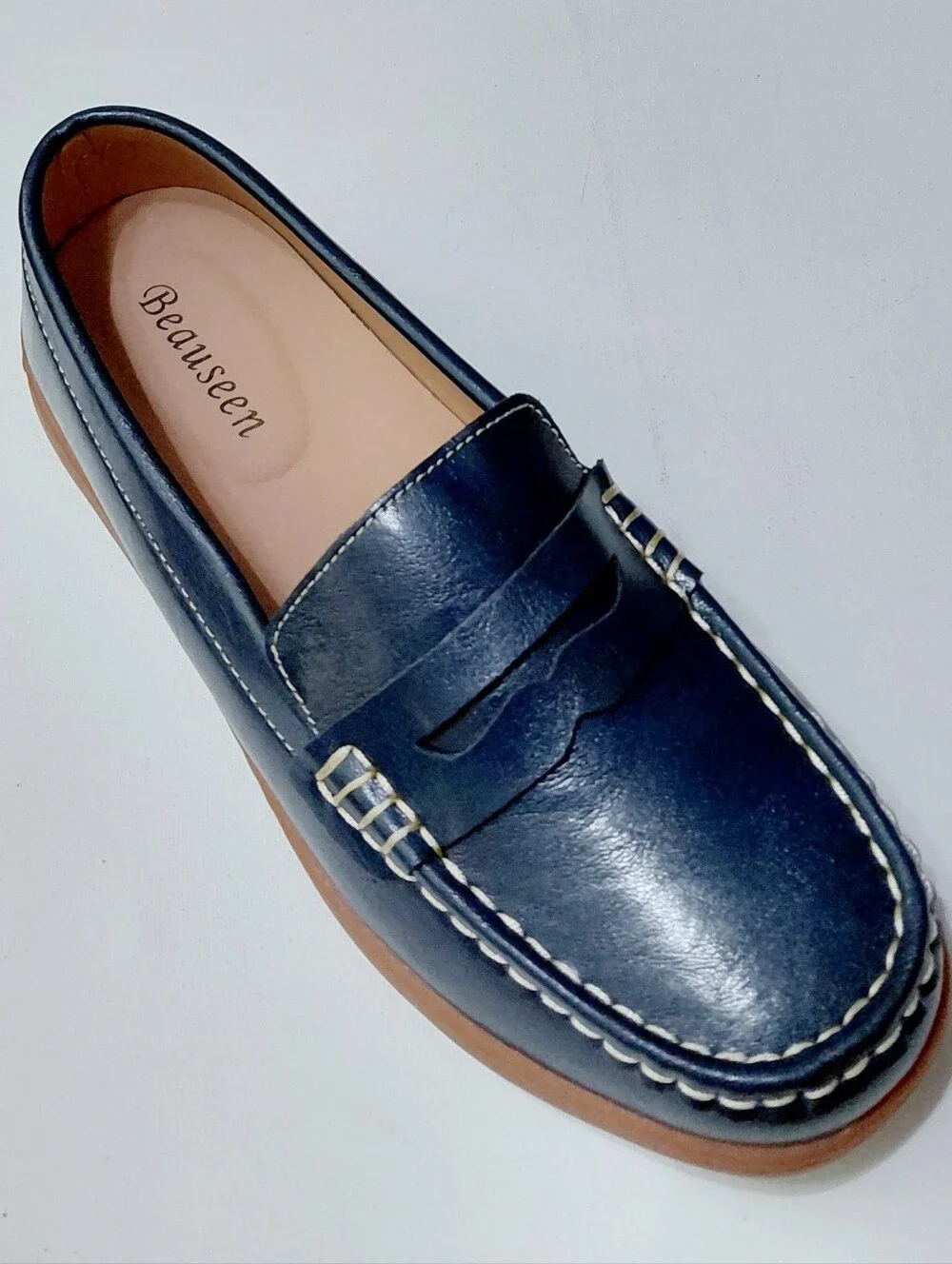 BEAUSEEN Women's Blue Penny Slip On  Loafers Size 9.5